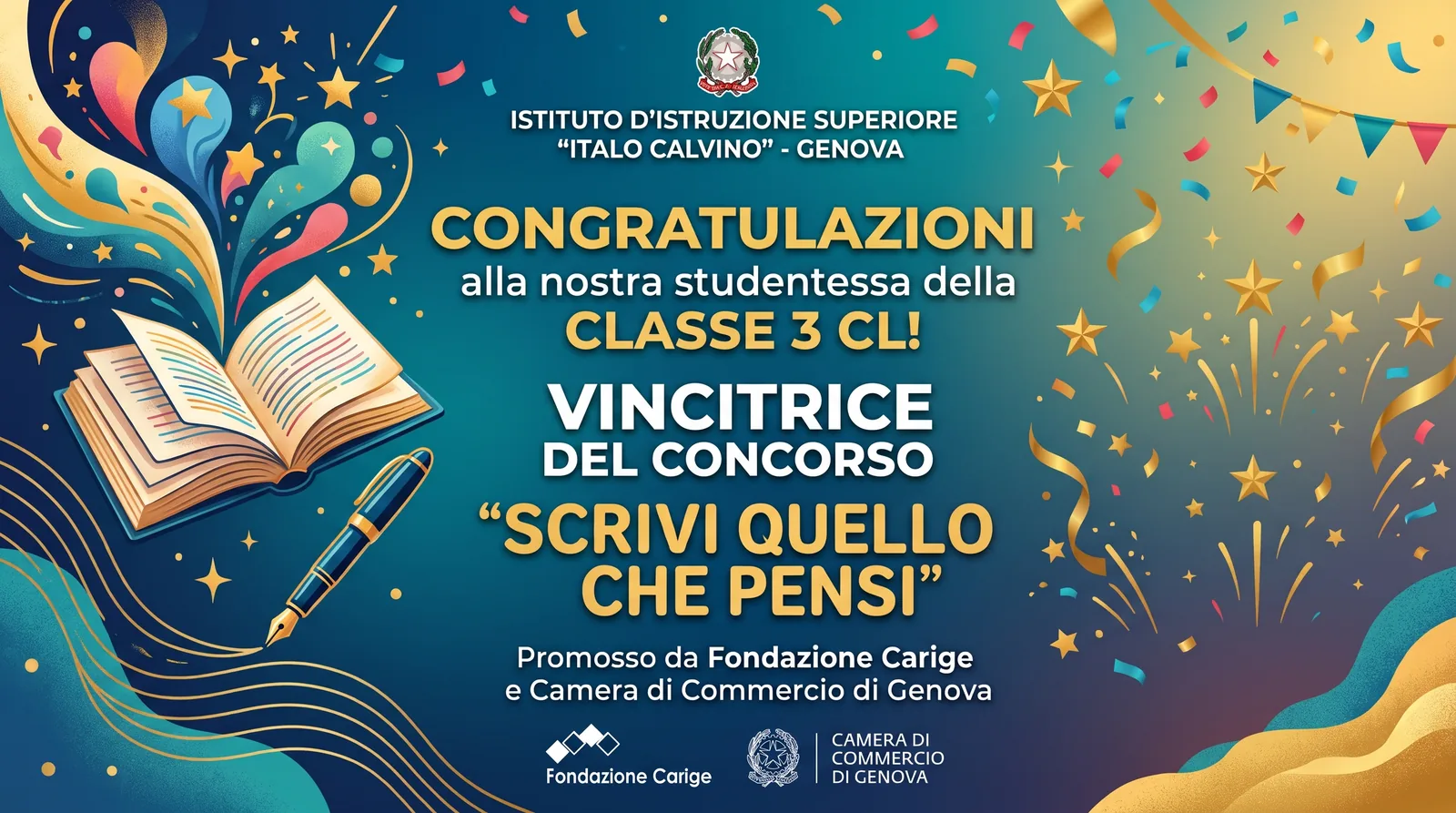 Vittoria al concorso 'Scrivi quello che pensi'